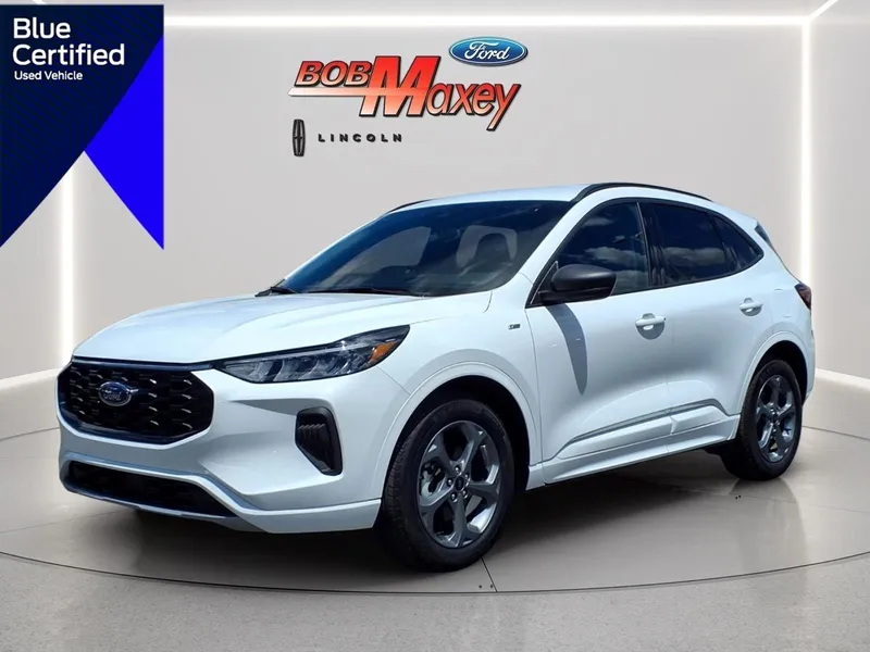2023 Ford Escape ST-Line in Oxford White Yz — front three-quarter view