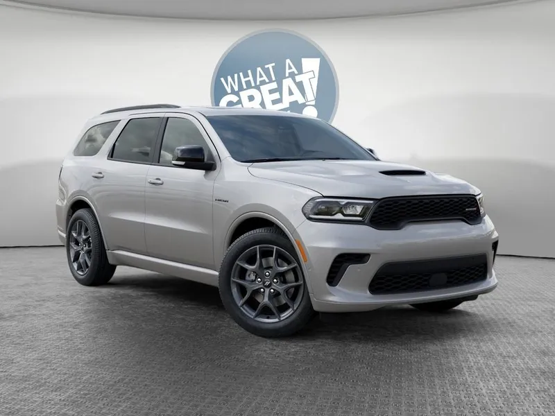 2026 Dodge Durango GT Plus HEMI V8 in Triple Nickel Exterior Paint — front three-quarter view