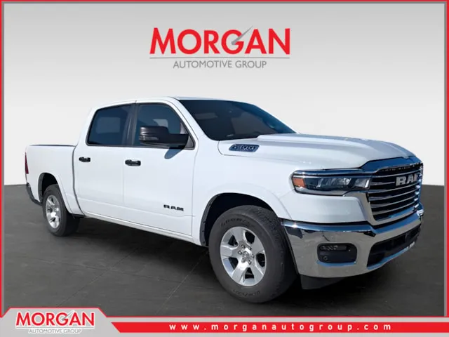 2025 Ram 1500 Big Horn/Lone Star in White — front three-quarter view