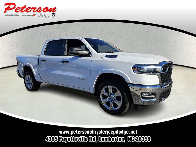 2026 RAM Ram 1500 RAM 1500 LONE STAR CREW CAB 4X2 5'7' BOX in Bright White Clear-Coat Exterior Paint — front three-quarter view