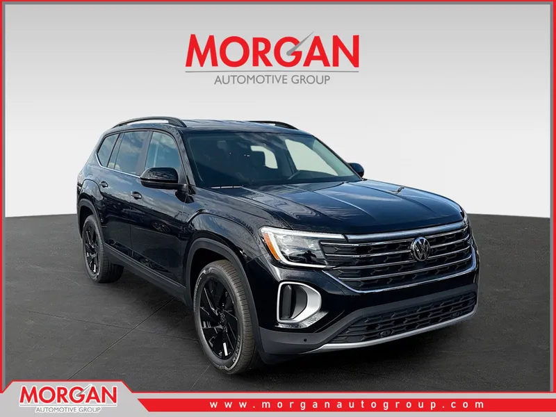 2026 Volkswagen Atlas 2.0T SE w/Technology in Black — front three-quarter view