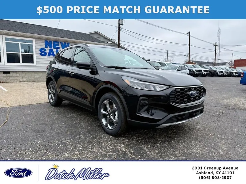 2026 Ford Escape ST-Line in Agate Black Metallic — front three-quarter view