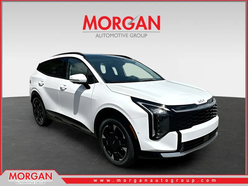 2026 Kia Sportage SX-Prestige in White — front three-quarter view