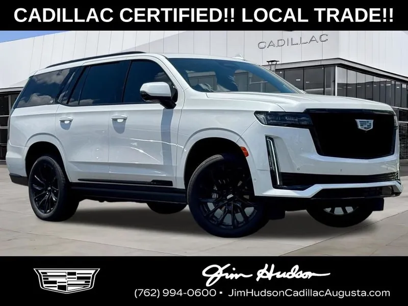 2024 Cadillac Escalade Sport in Crystal White — front three-quarter view