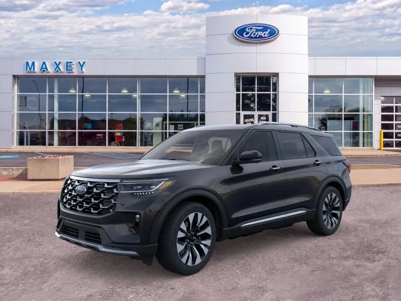 2026 Ford Explorer Platinum™ in Agate Black Metallic — front three-quarter view
