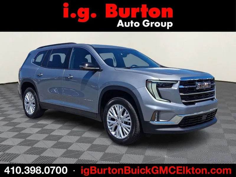 2026 GMC Acadia Elevation in Sterling Metallic — front three-quarter view