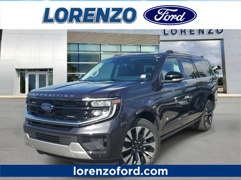 2026 Ford Expedition Max Platinum in Dark Matter Gray Metallic — front three-quarter view