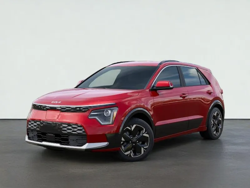 2026 Kia NIRO EV WIND in Runway Red — front three-quarter view
