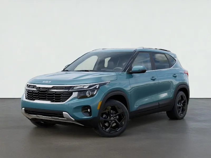 2026 Kia SELTOS EX in Pluton Blue — front three-quarter view