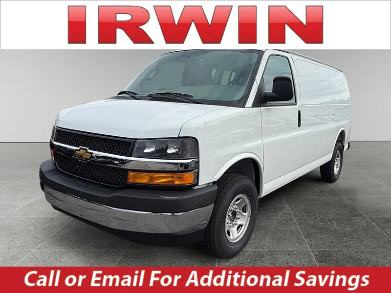 2026 Chevrolet Express Cargo WT in Summit White — front three-quarter view