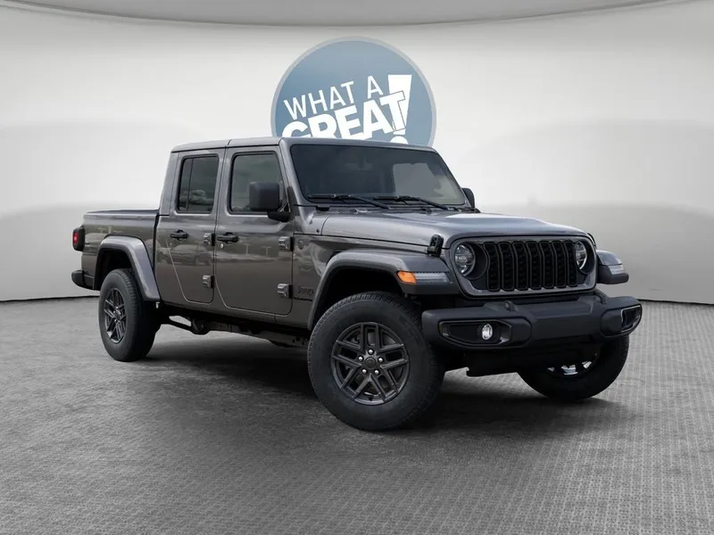 2026 Jeep Gladiator Sport S in Granite Crystal Metallic Clear-Coat Exterior Paint — front three-quarter view