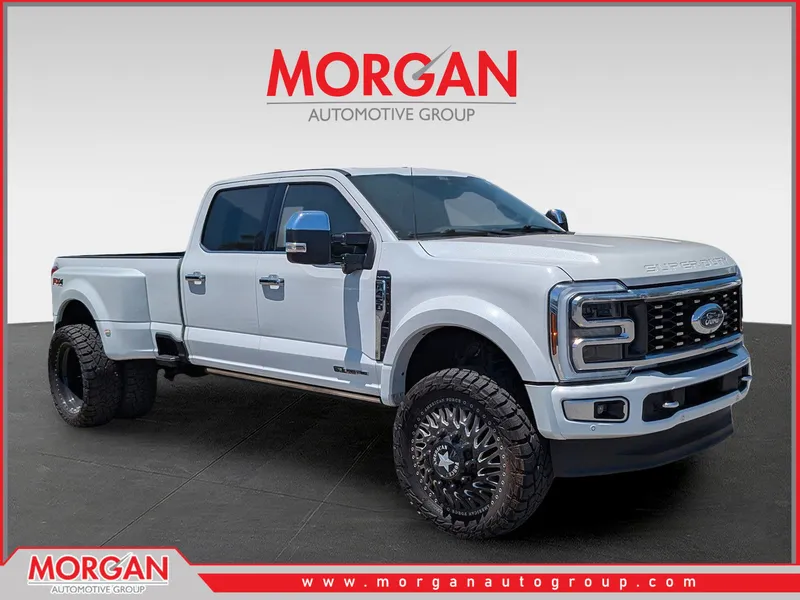 2024 Ford F-450SD Platinum in White — front three-quarter view