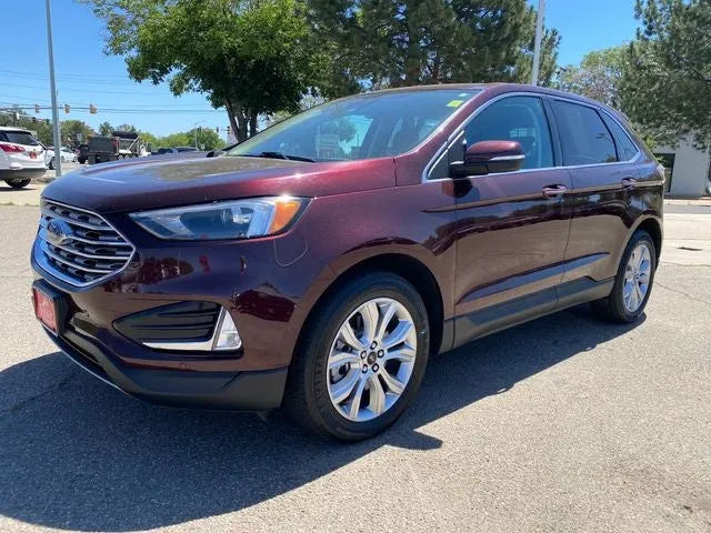2023 Ford Edge Titanium in Red Metallic — front three-quarter view