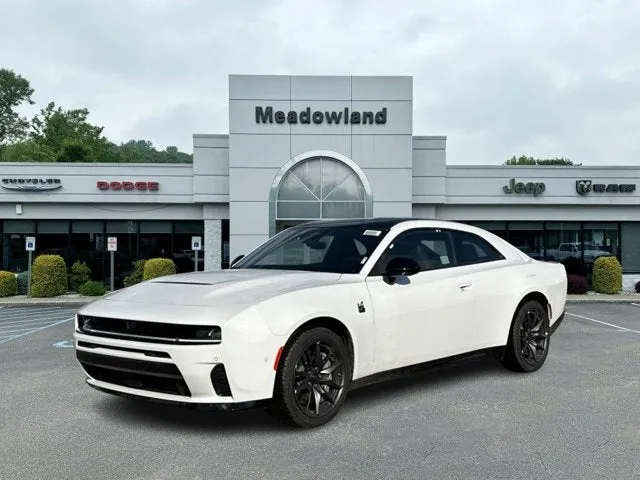 2026 Dodge Charger Scat Pack Plus in White Knuckle Exterior Paint — front three-quarter view