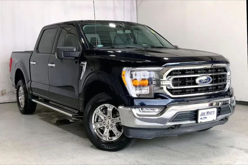 2022 Ford F-150 in Blue Metallic — front three-quarter view