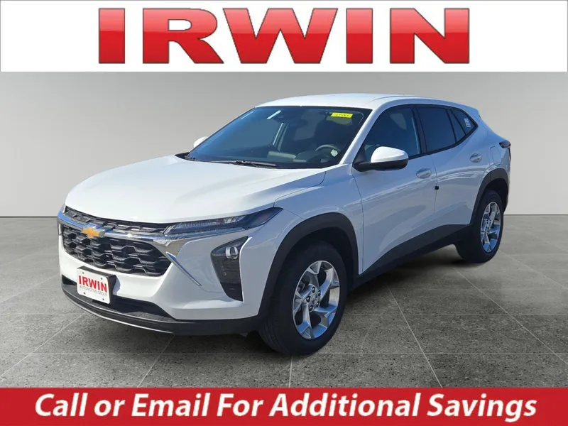 2026 Chevrolet Trax LS in Summit White — front three-quarter view