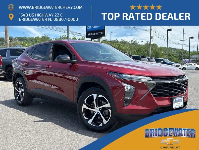 2024 Chevrolet Trax 1RS in Crimson Metallic — front three-quarter view