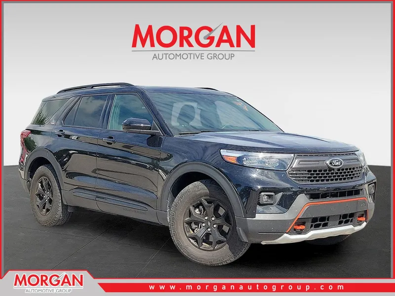 2022 Ford Explorer Timberline in Black Metallic — front three-quarter view