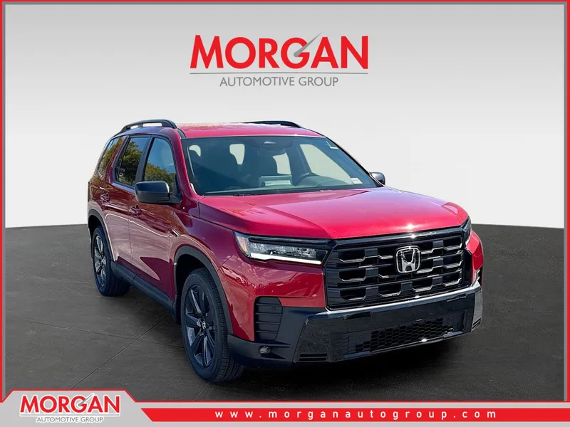 2026 Honda Pilot Sport in Radiant Red Metallic II — front three-quarter view