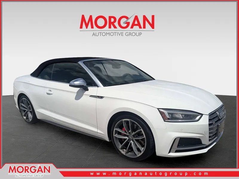 2018 Audi S5 Cabriolet Premium Plus in Ibis White — front three-quarter view