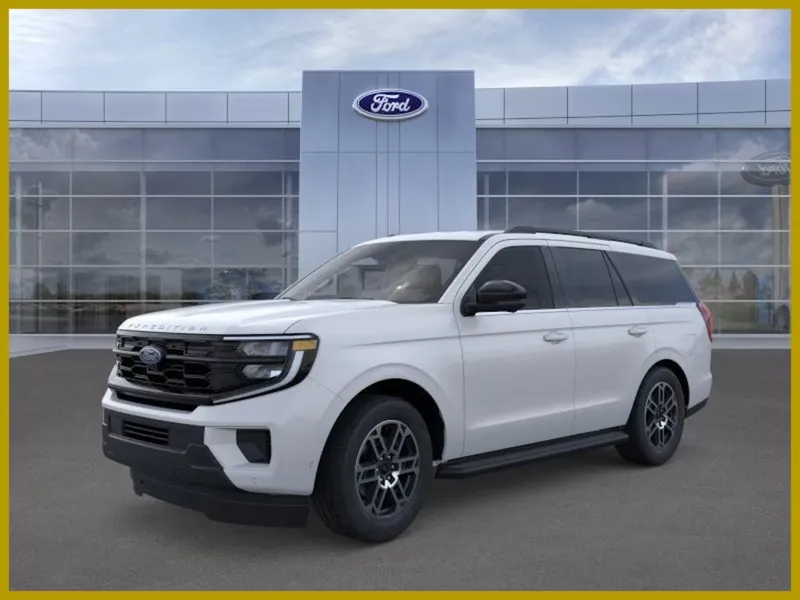 2026 Ford Expedition in YZ White — front three-quarter view