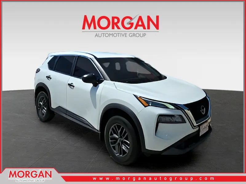 2023 Nissan Rogue S in White — front three-quarter view