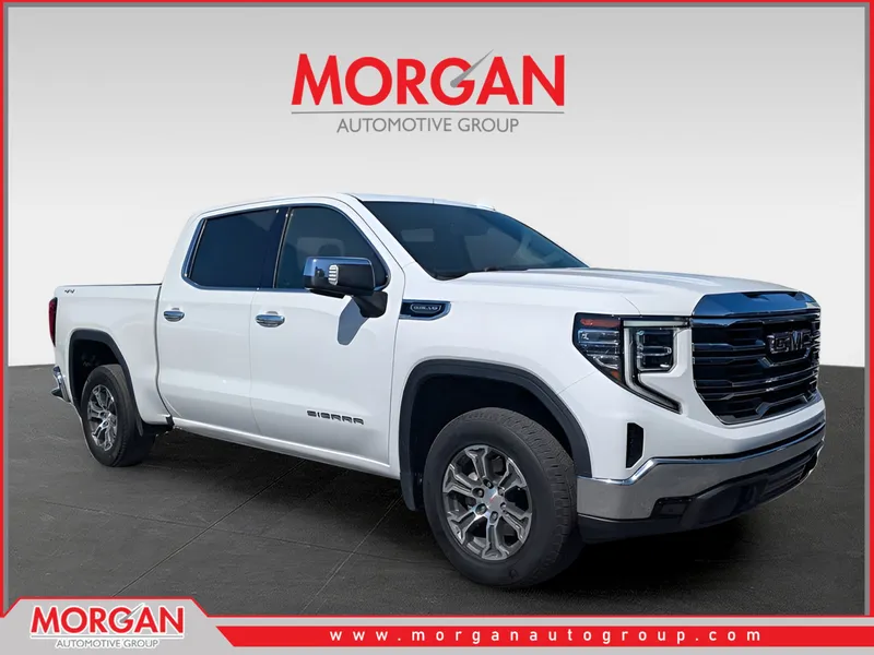 2025 GMC Sierra 1500 SLT in White — front three-quarter view