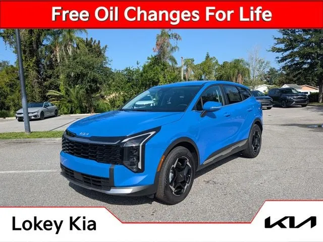 2026 Kia Sportage EX in Blue — front three-quarter view