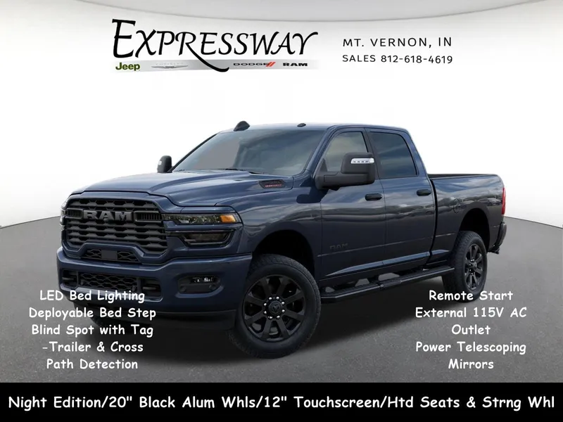 2026 RAM 2500 Big Horn 4x4 Crew Cab 6'4 Box in Forged Blue Metallic Exterior Paint — front three-quarter view
