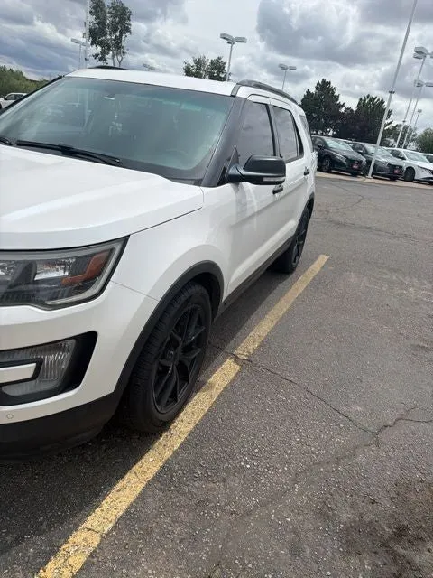 2017 Ford Explorer Sport in White Platinum Clearcoat Metallic — front three-quarter view