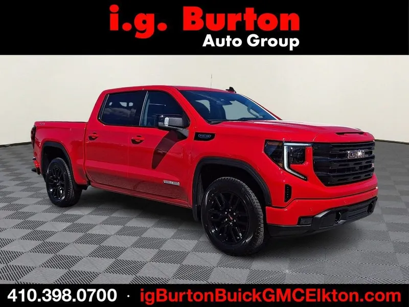 2026 GMC Sierra 1500 Elevation in Cardinal Red — front three-quarter view