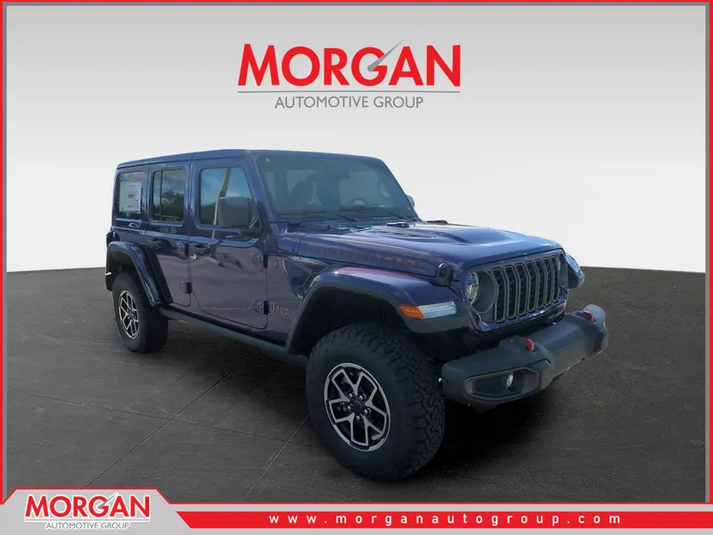 2026 Jeep Wrangler Rubicon in Purple — front three-quarter view
