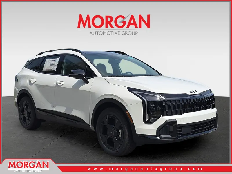 2026 Kia Sportage Hybrid X-Line in Snow White Pearl — front three-quarter view