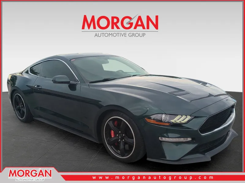 2019 Ford Mustang Bullitt in Green — front three-quarter view