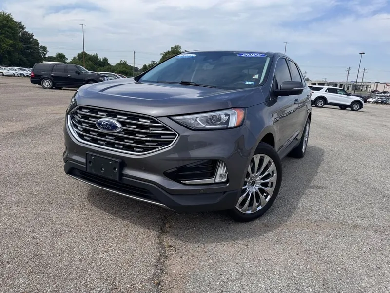 2022 Ford Edge Titanium in Gray Metallic — front three-quarter view