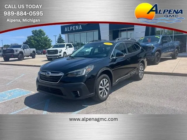 2020 Subaru Outback Premium in Black — front three-quarter view