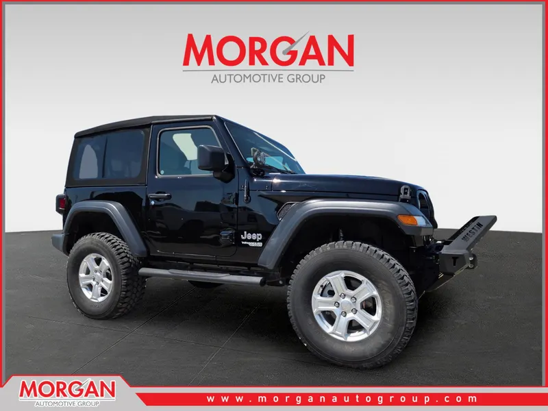 2019 Jeep Wrangler Sport S in Black — front three-quarter view
