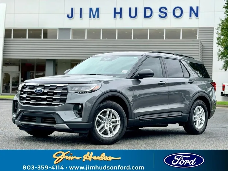 2026 Ford Explorer Active in Gray Metallic — front three-quarter view