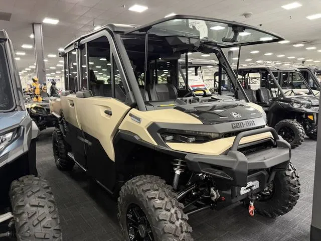 2026 Can-Am® Defender MAX Limited HD11 Desert Tan & Carbon Black — front three-quarter view