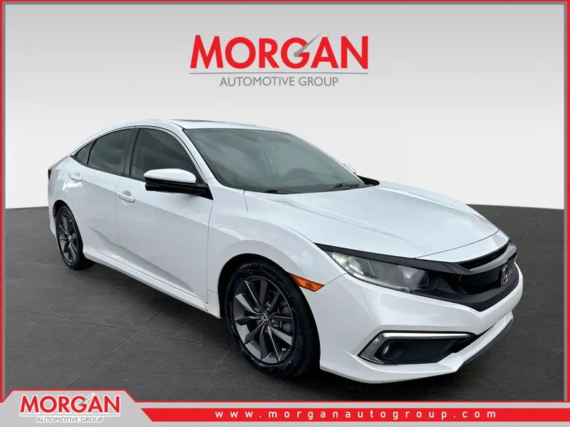 2020 Honda Civic Sedan EX in White — front three-quarter view