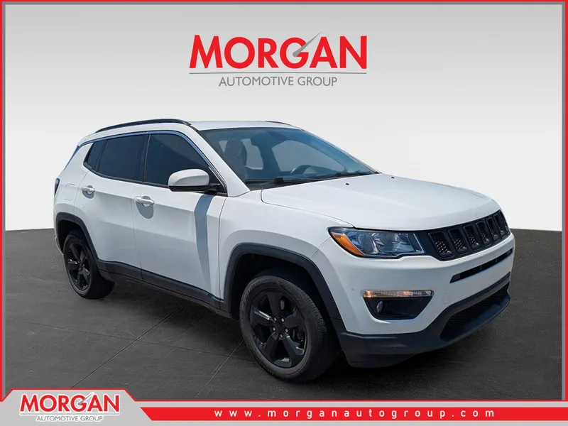 2018 Jeep Compass Latitude in White — front three-quarter view