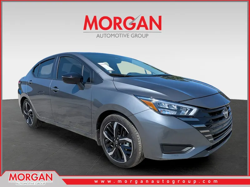 2025 Nissan Versa 1.6 SR in Gray — front three-quarter view