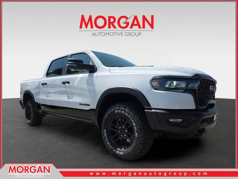 2026 Ram 1500 Rebel in White — front three-quarter view