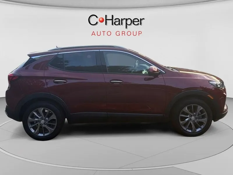 2023 Buick Encore GX Essence in Cinnabar Metallic — front three-quarter view