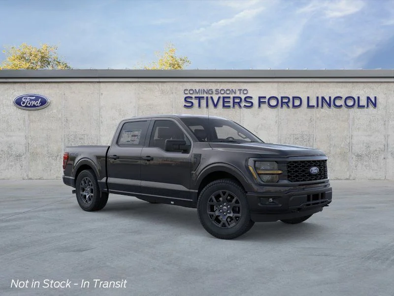 2026 Ford F-150 STX in Agate Black Metallic — front three-quarter view