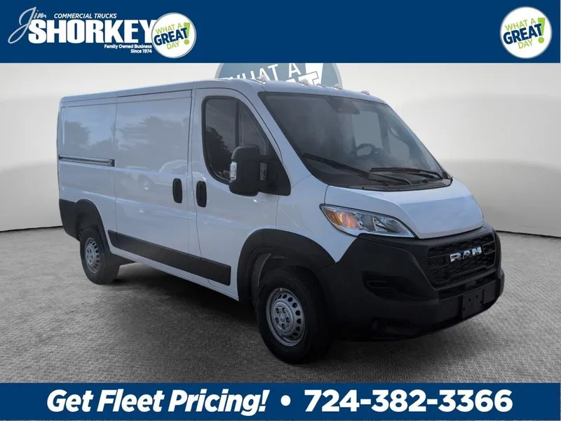 2025 RAM Promaster Low Roof / 136" WB in Bright White Clearcoat — front three-quarter view