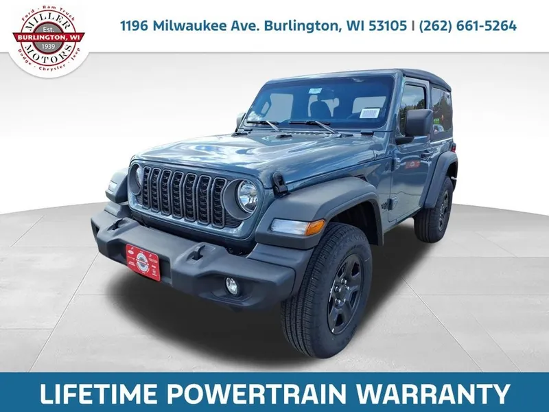 2026 Jeep Wrangler WRANGLER 2-DOOR SPORT in Anvil Clear-Coat Exterior Paint — front three-quarter view