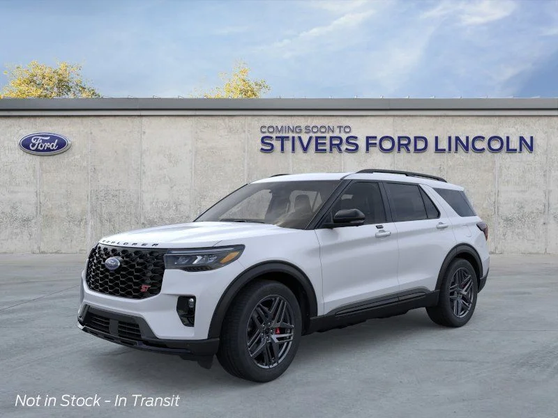 2026 Ford Explorer ST in Space White Metallic — front three-quarter view