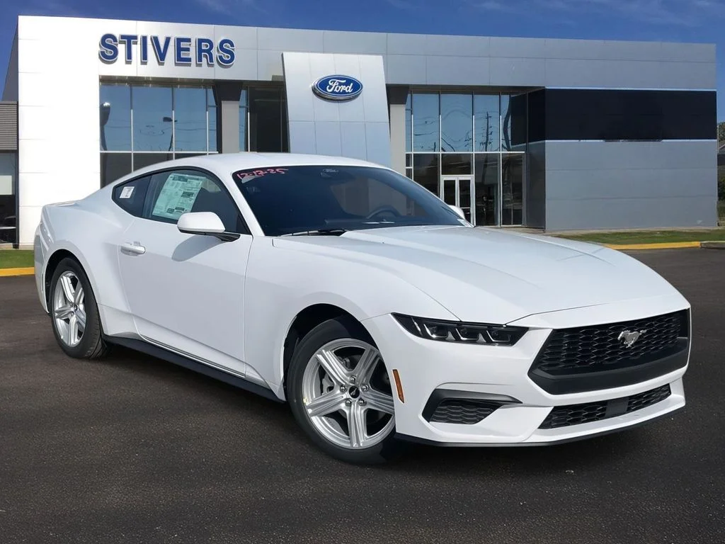 2026 Ford Mustang EcoBoost in Oxford White — front three-quarter view