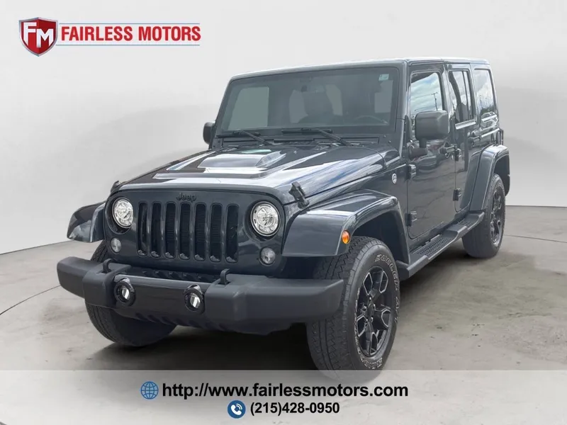 2017 Jeep Wrangler Unlimited Smoky Mountain 4x4 4dr SUV in Gray — front three-quarter view